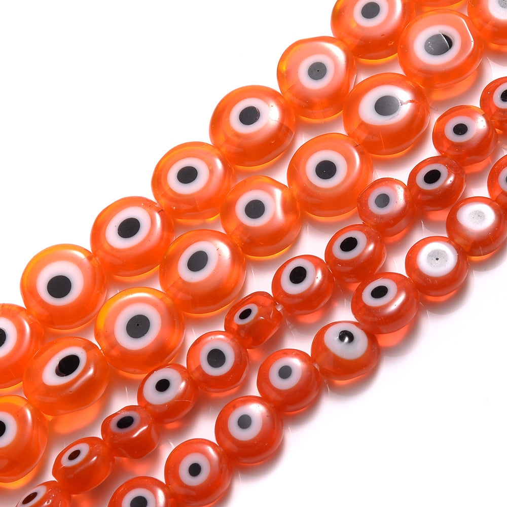 Colorful Evil Eye Flat Back Round Beads