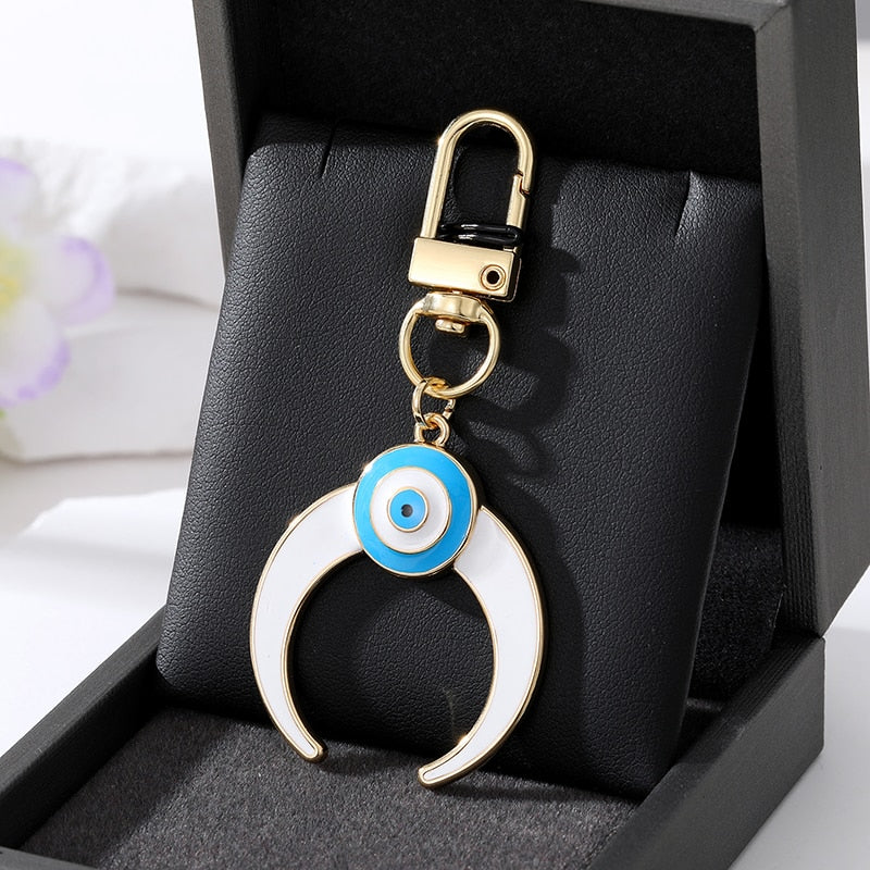 Crescent Shape Evil Eye Keychain