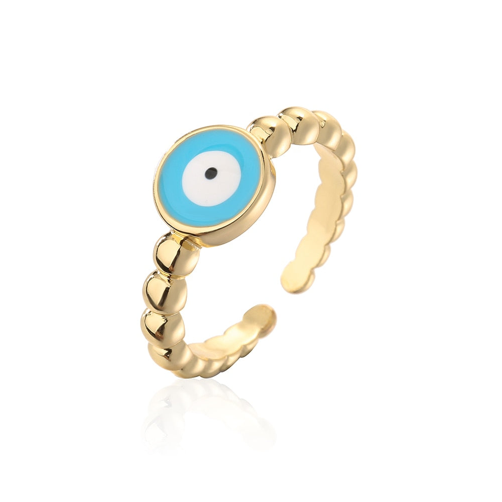 Copper Evil Eye Open Ring Jewelry.