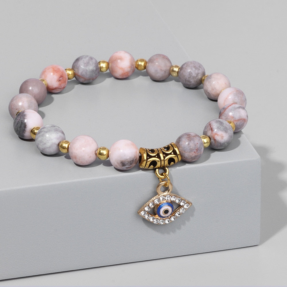Evil Eye Natural Stone Beads Bracelet