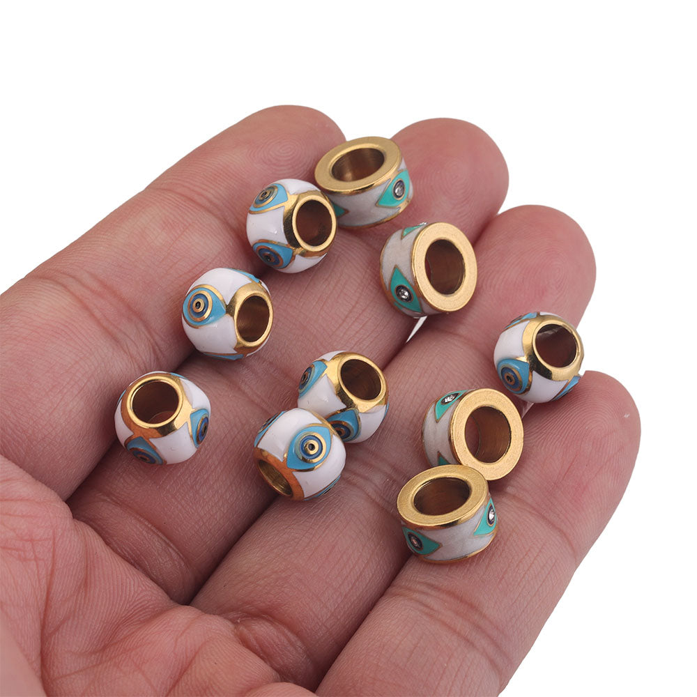 Evil Eye Stainless Steel Round Beads