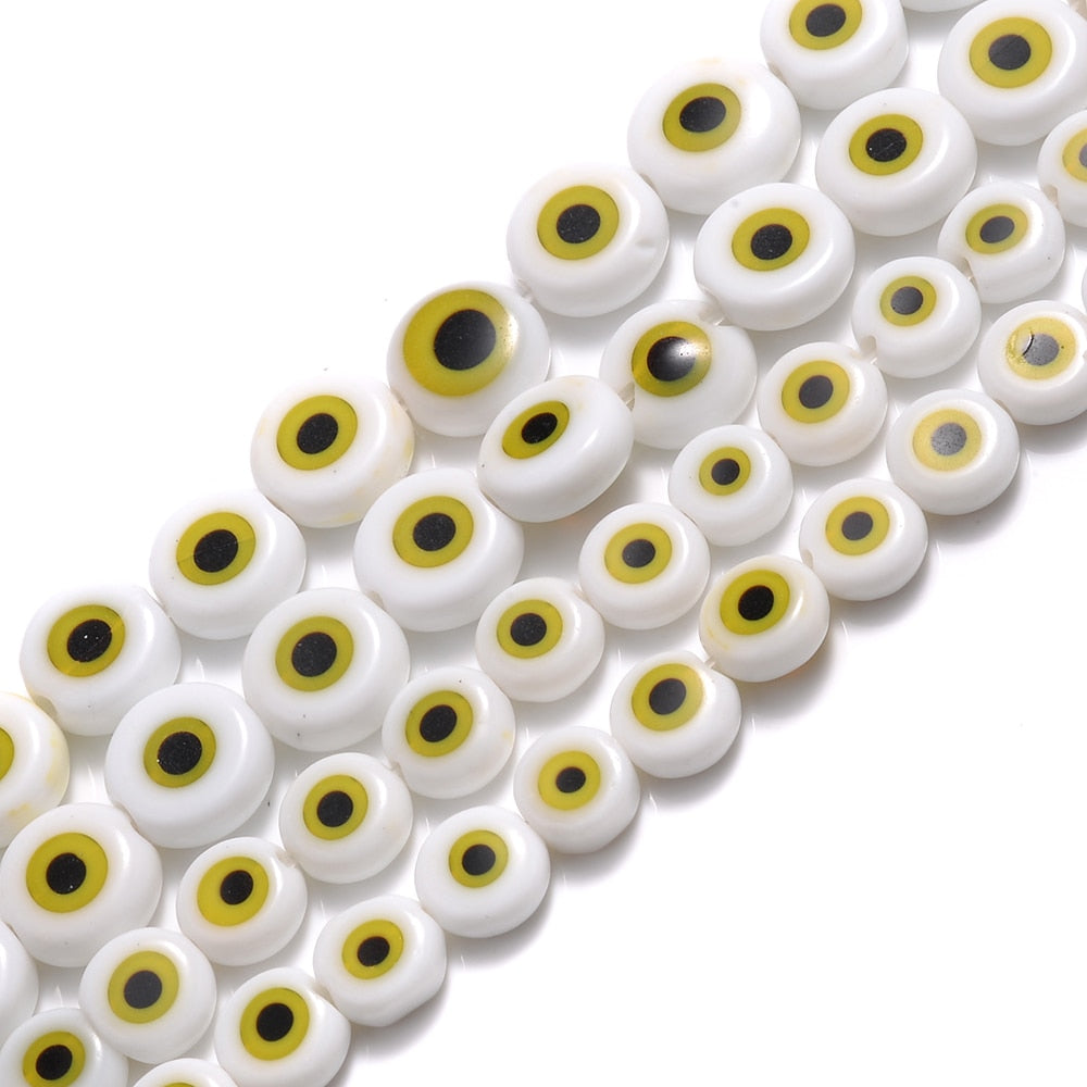 Colorful Evil Eye Flat Back Round Beads
