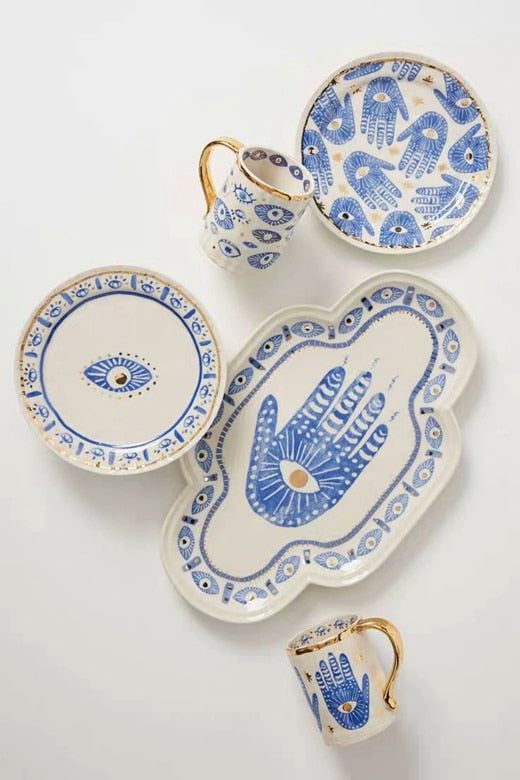 Blue Evil Eye charm Golden Mugs
