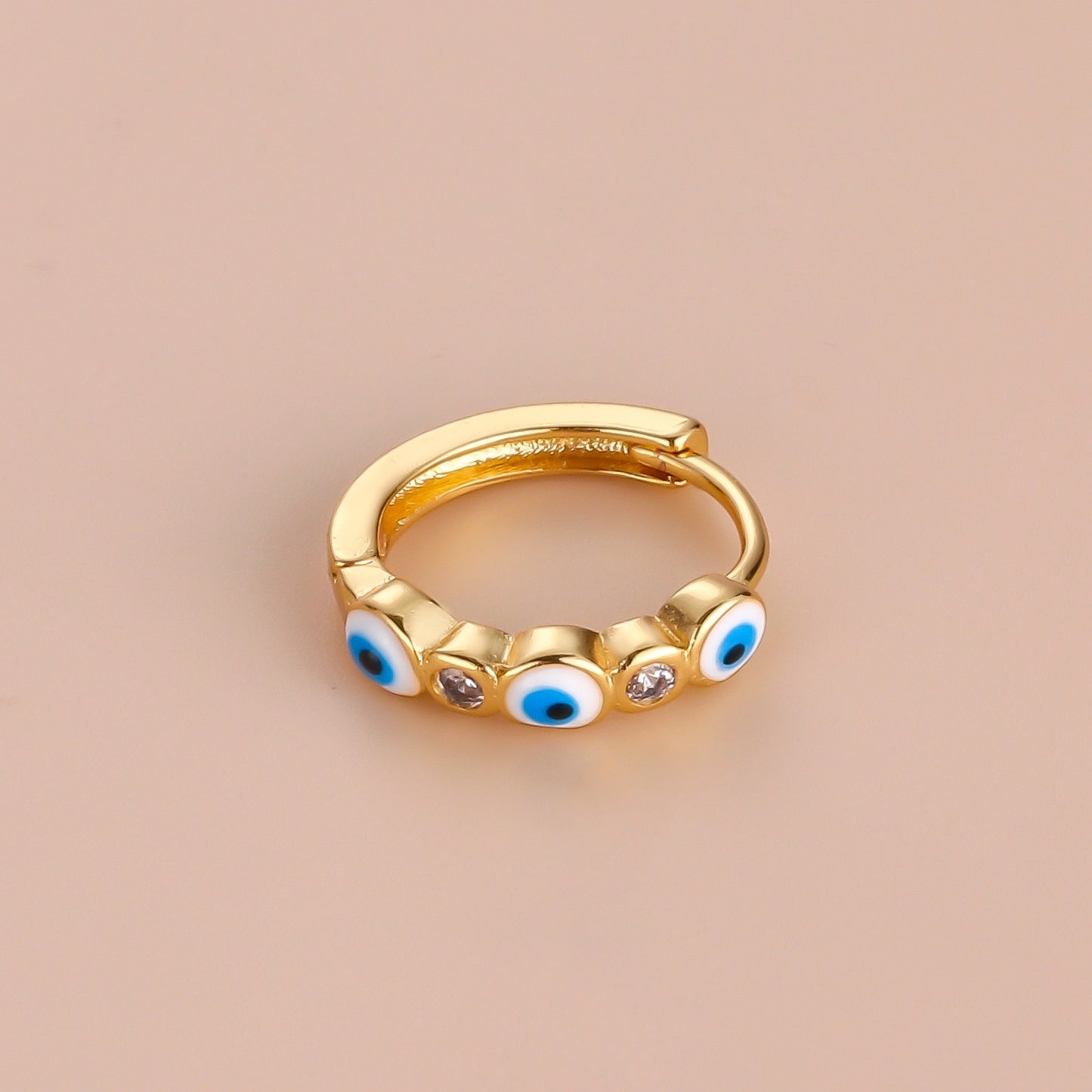 Golden Evil Eye Beaded Hoop Earrings