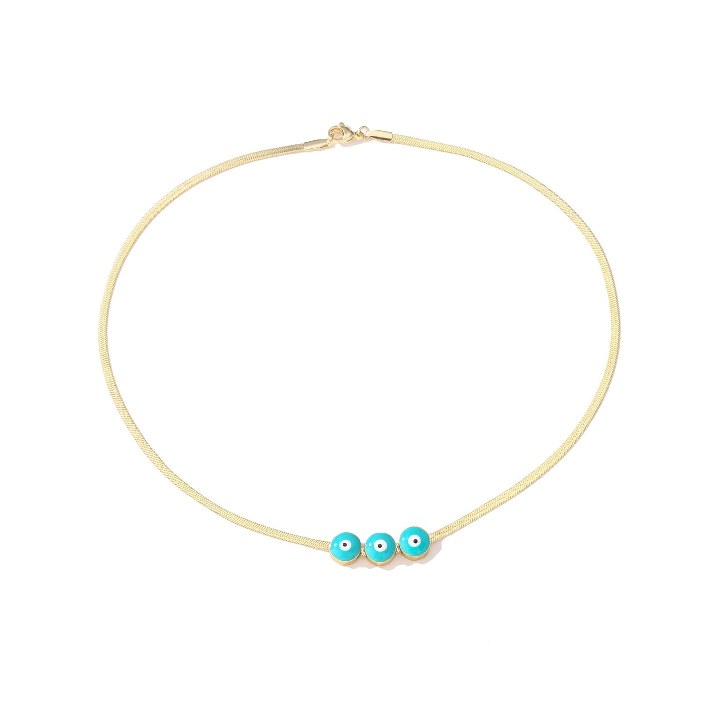 Evil Eye Stainless Steel Choker Chain Necklace