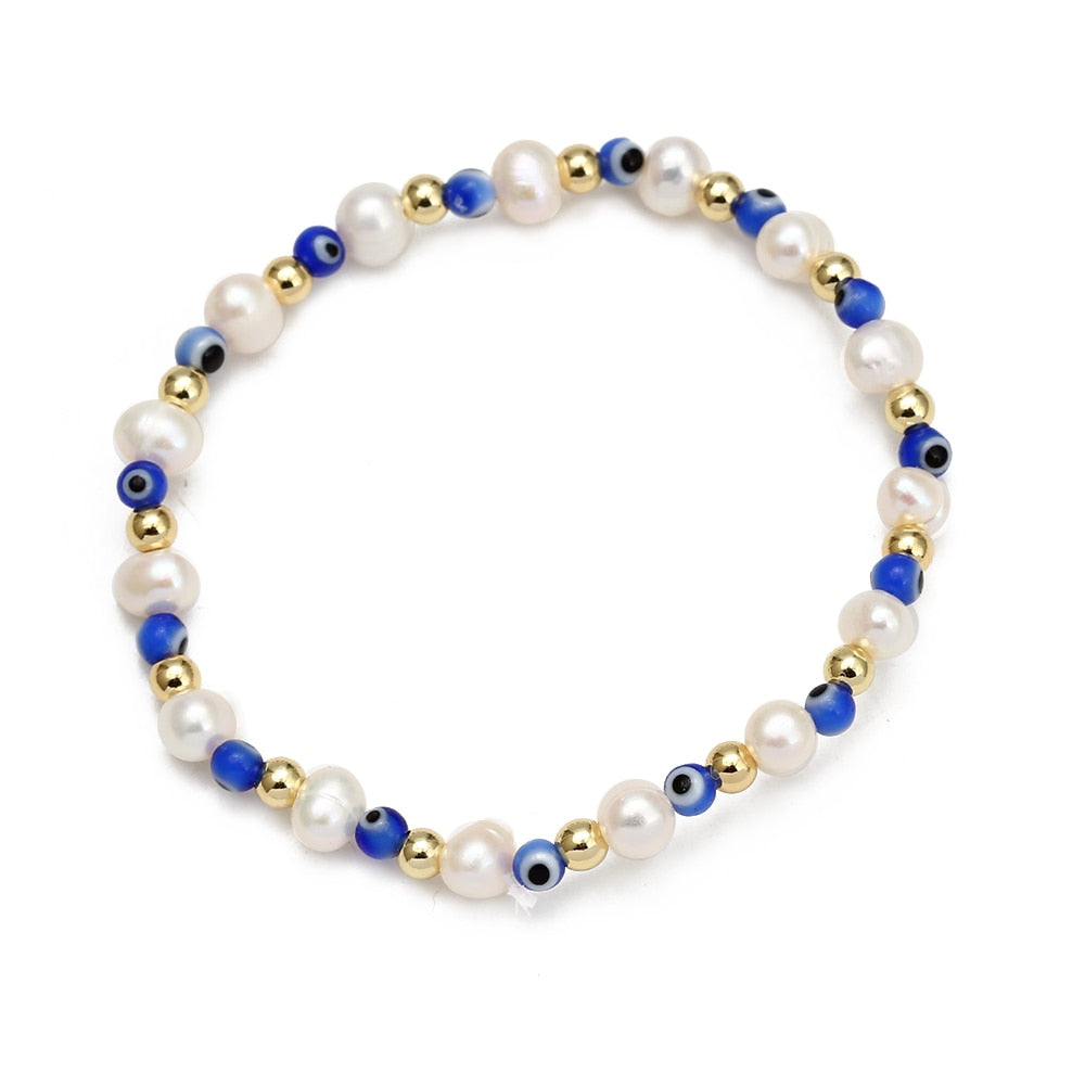 Evil Eye Golden Beaded Bracelet