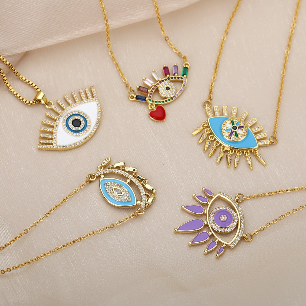 crystal evil eye necklace