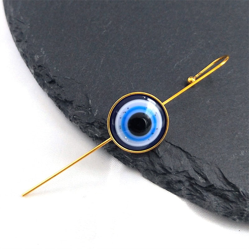 Evil Eye Gold Stud Earrings