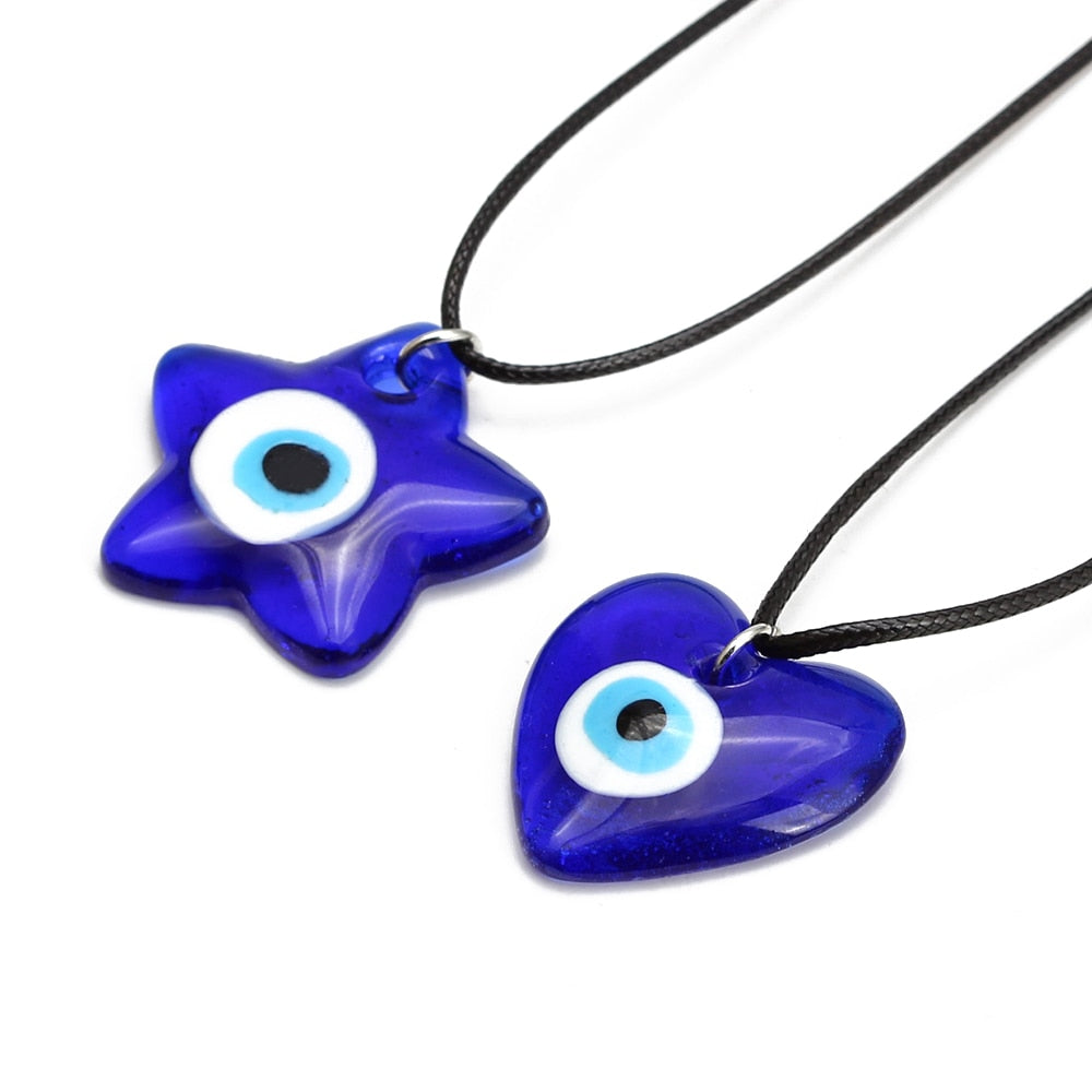 Blue Glass Evil Eye Amulet Necklace