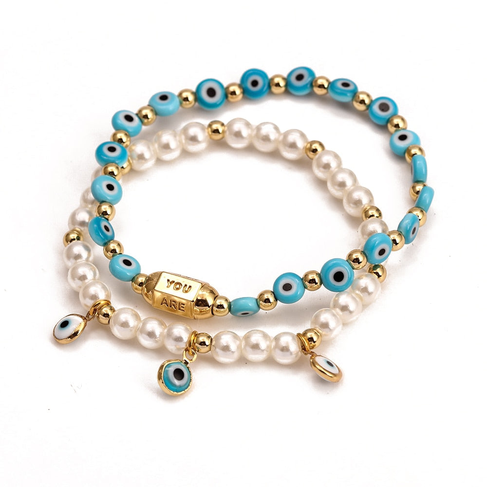 Evil Eye Golden Beaded Bracelet