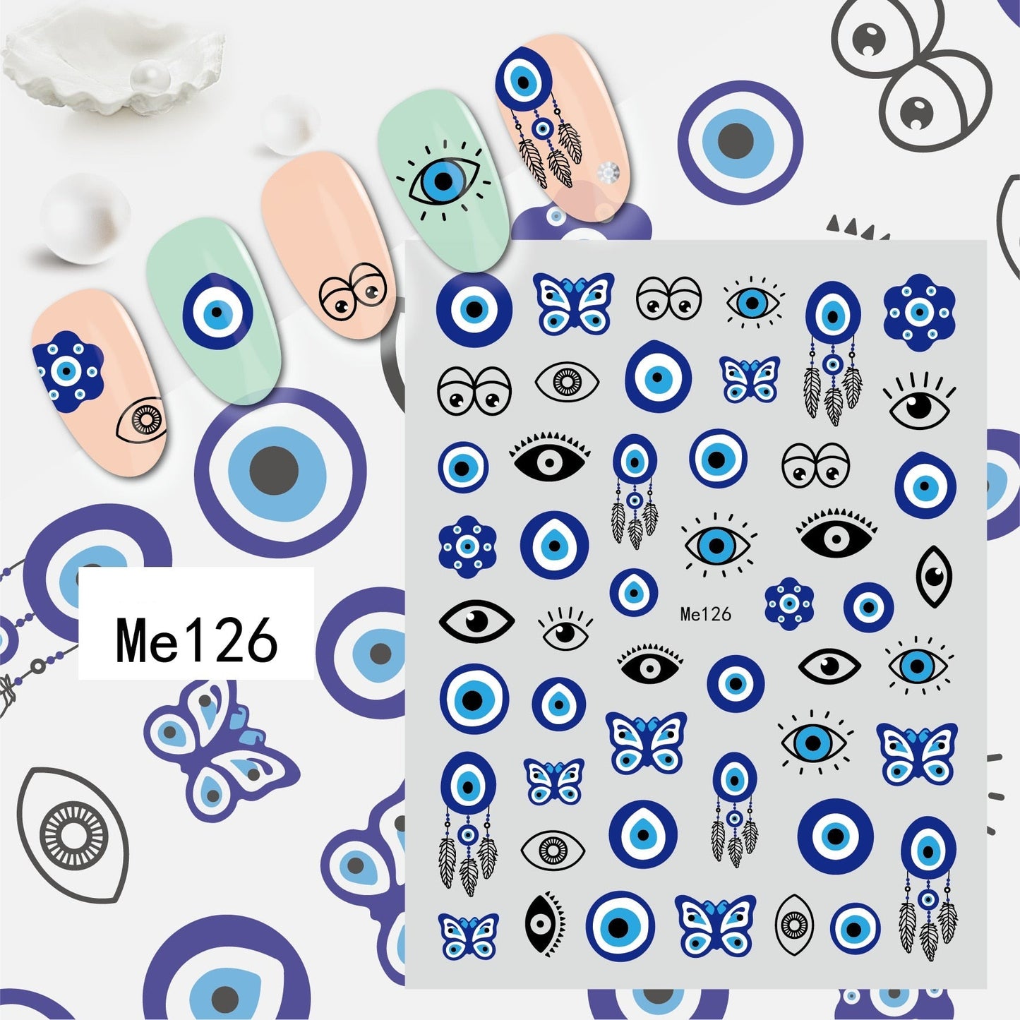 3D Colorful Eye Nail Stickers
