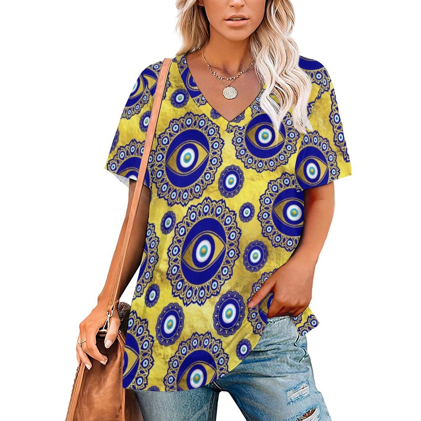 Evil eye v neck t-shirts