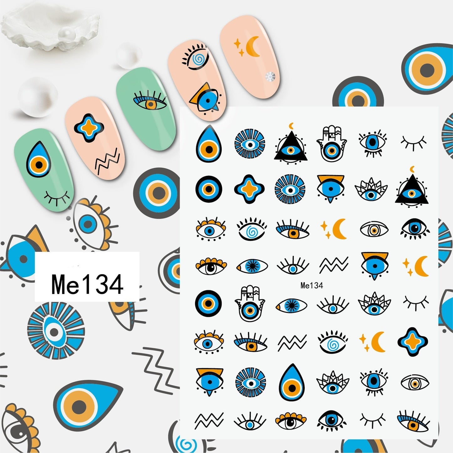 3D Colorful Eye Nail Stickers