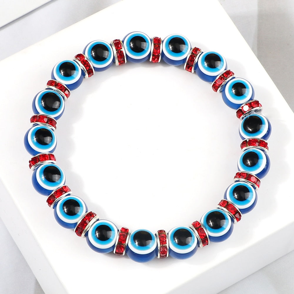 Blue Beaded Evil Eye Bracelet