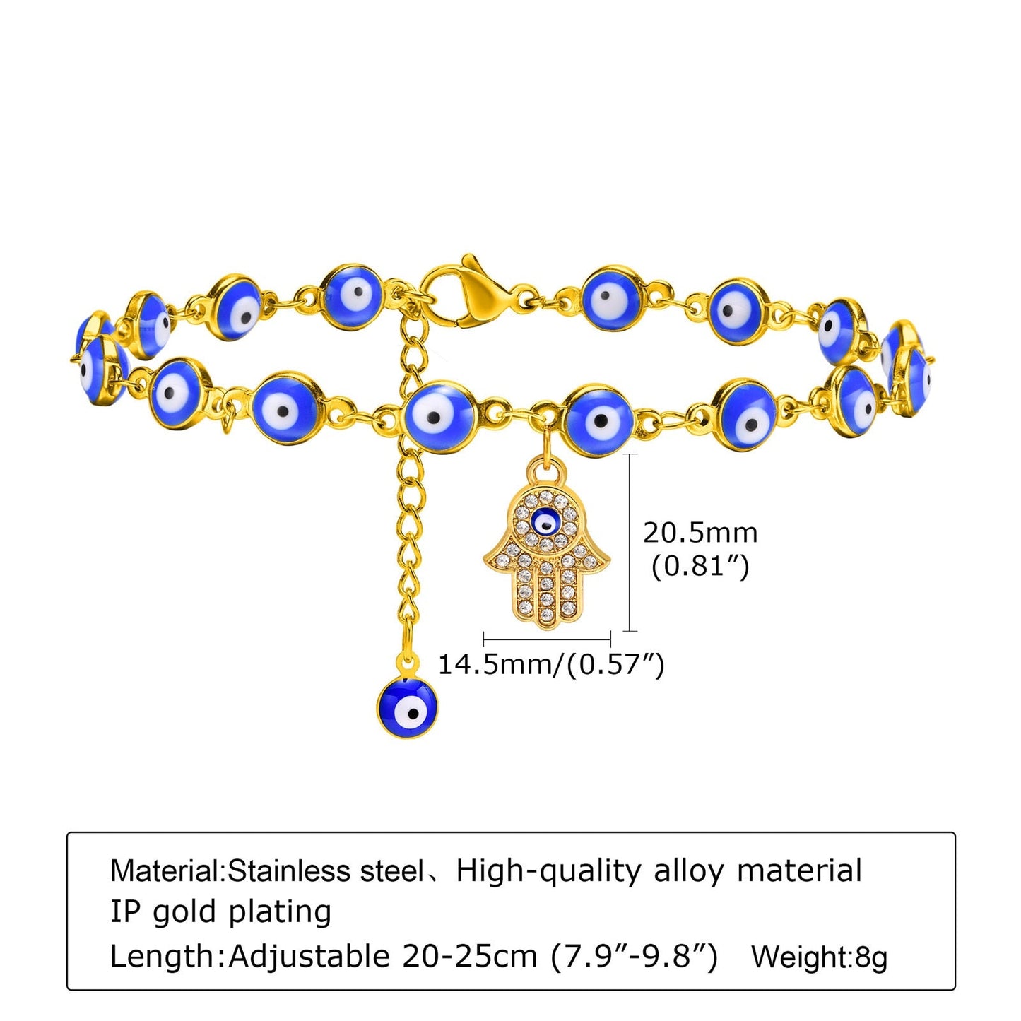 Adjustable Evil Eye Charm Anklet
