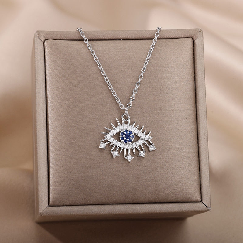 Pretty Evil Eye Pendant Choker Necklace