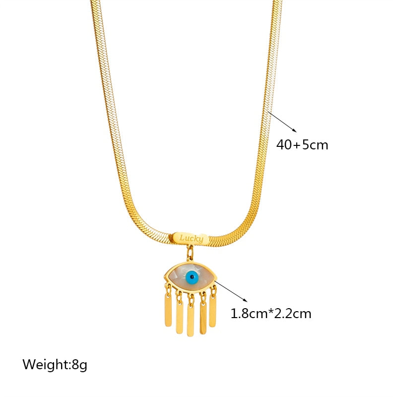 evil eye tassel pendant necklace