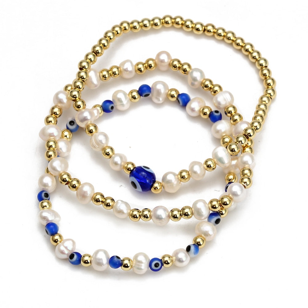 Evil Eye Golden Beaded Bracelet
