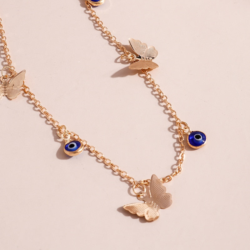 Crystal Blue Evil Eye Pendant Necklace