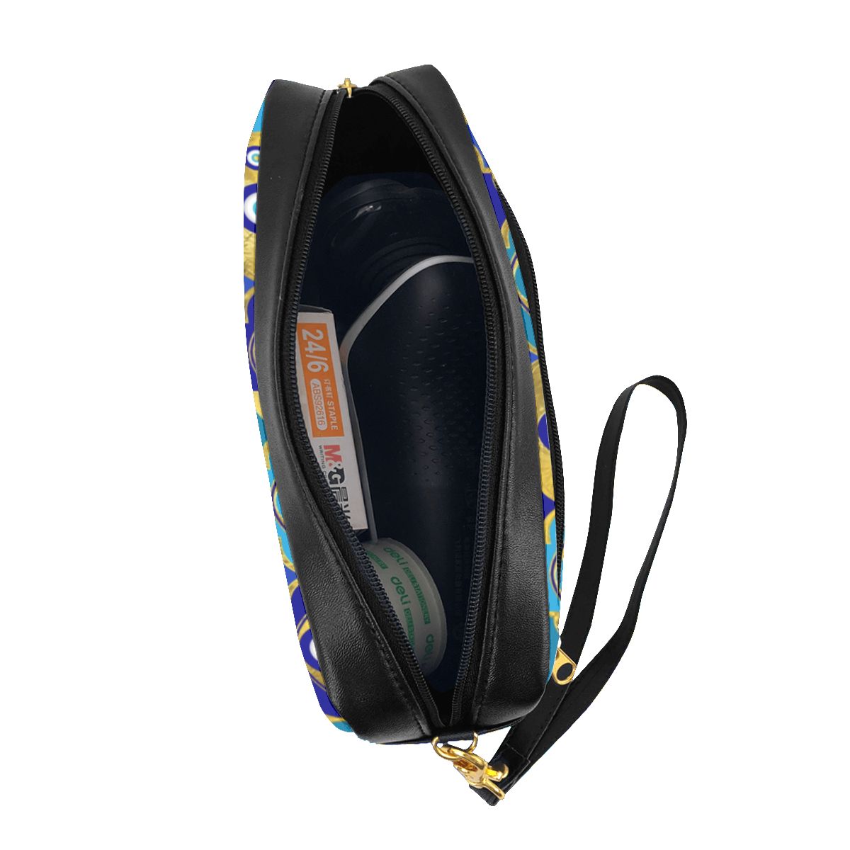 Quatrefoil Pattern Evil Eye Leather Purse