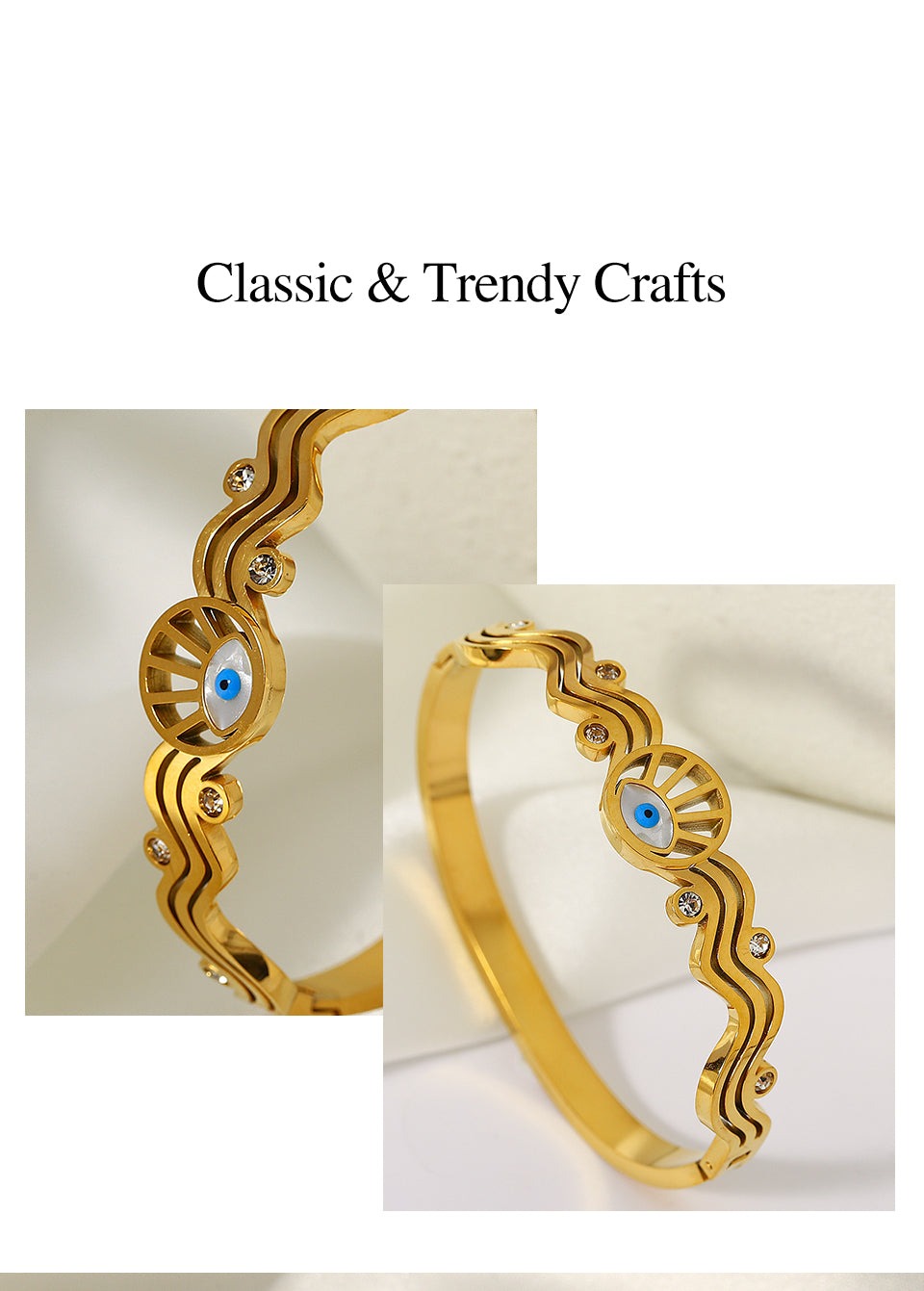 Evil Eye Gold Bangle Bracelet