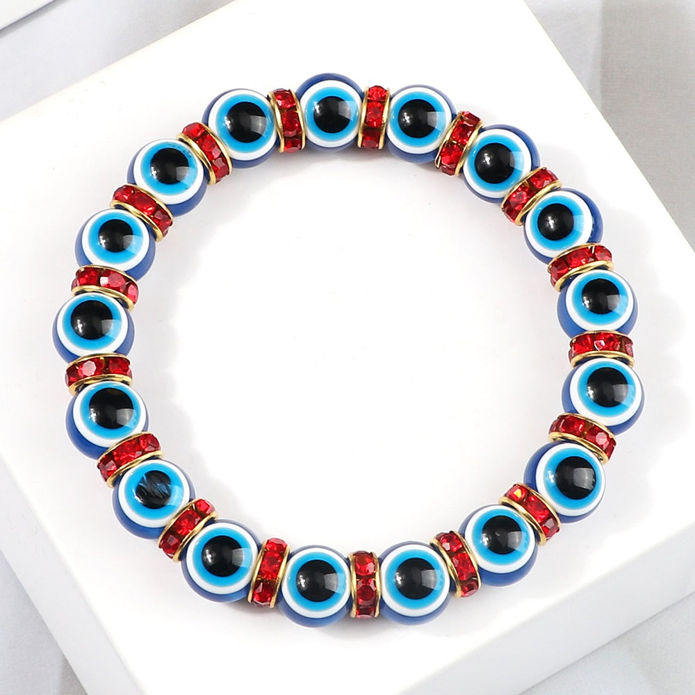 Blue Beaded Evil Eye Bracelet