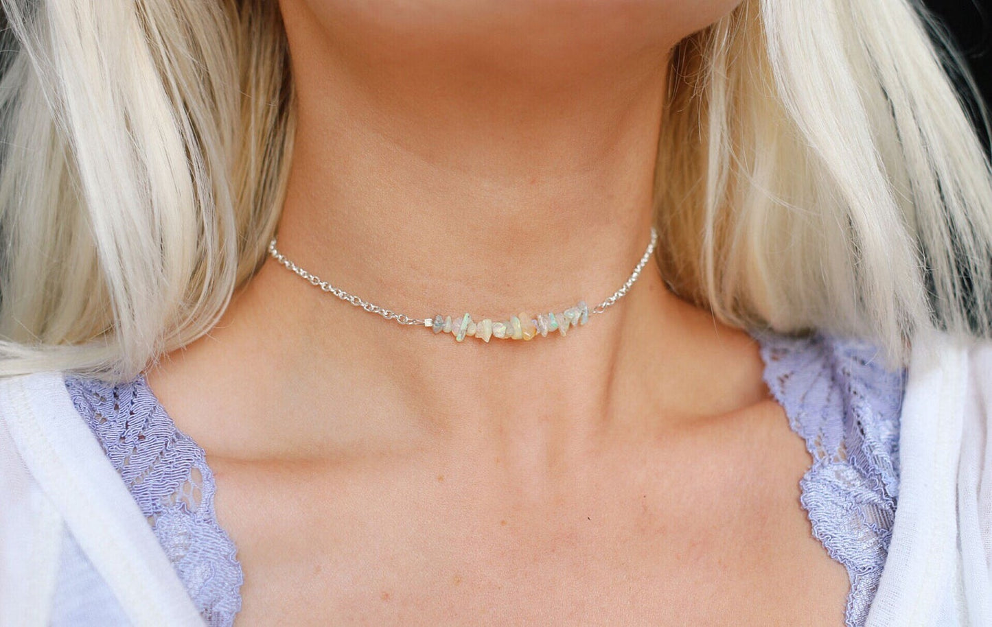 Blue Evil Eye Beaded Choker Necklace
