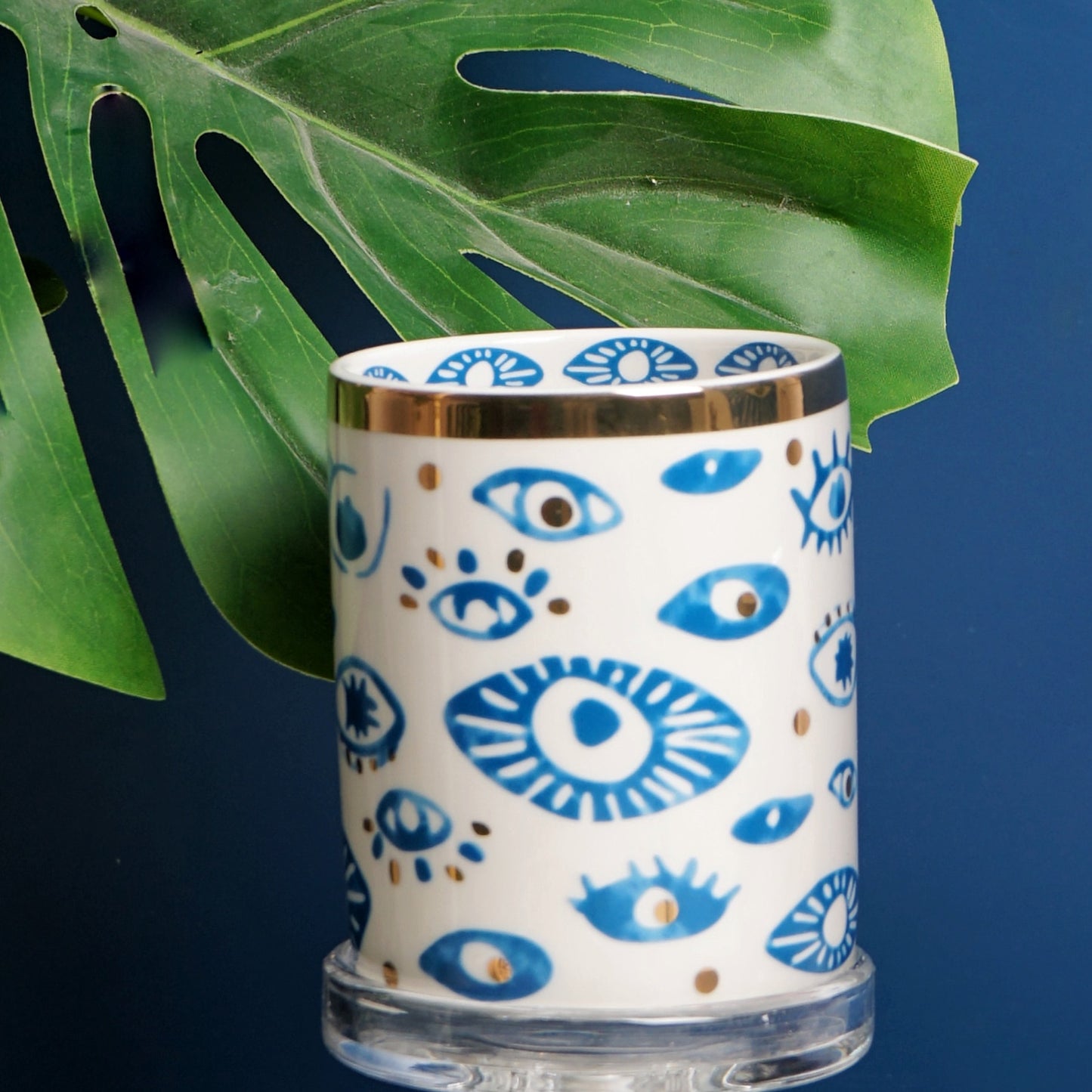 Evil Eyes Plate with Gold Rim Ceramic Mug