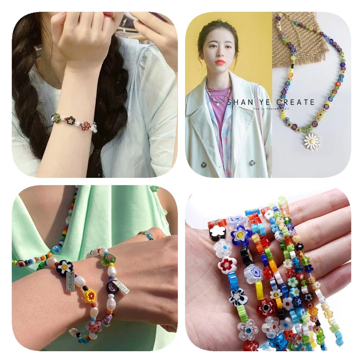 Colorful Evil Eye Flat Back Round Beads