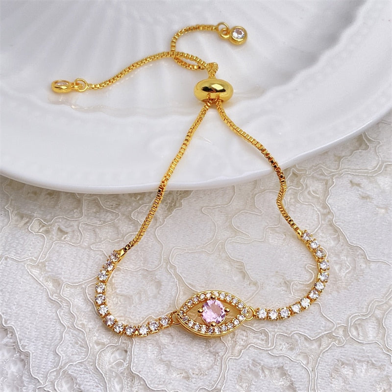Gold-Plated Evil Eye Charm Bracelet