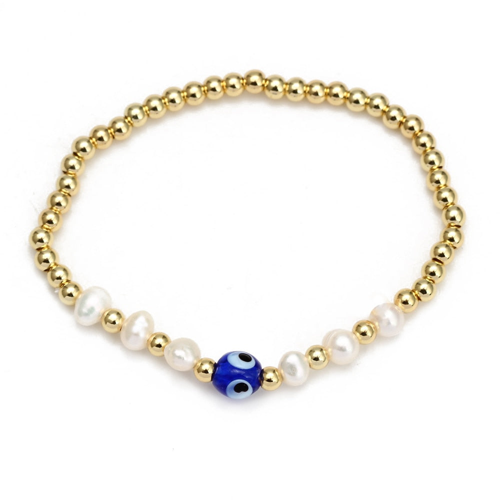 Evil Eye Golden Beaded Bracelet