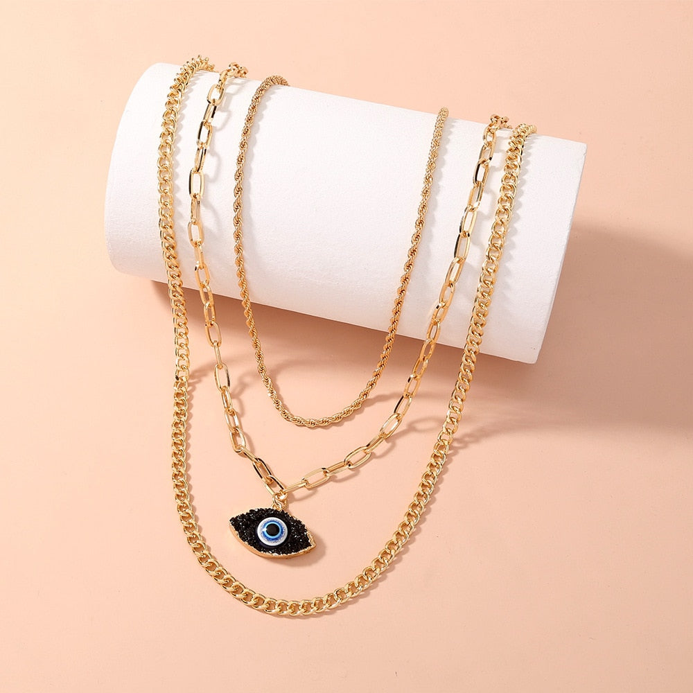 multilayer evil eye necklace