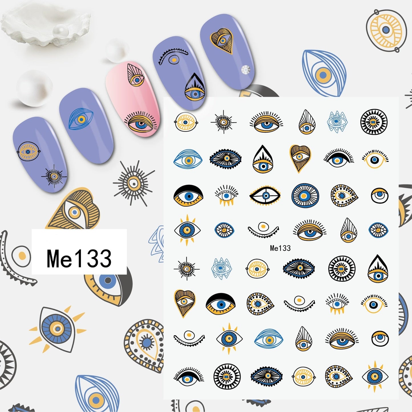 3D Colorful Eye Nail Stickers
