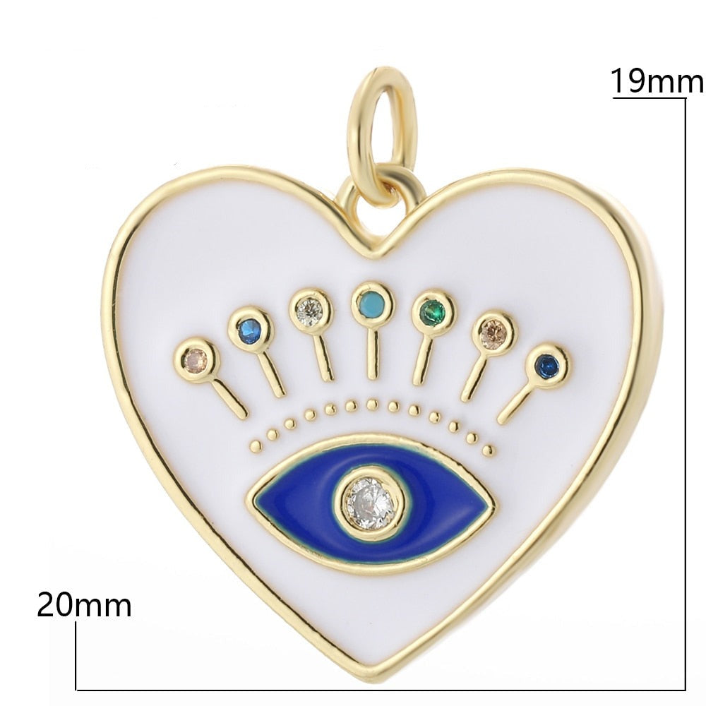 White & Gold Evil Eye Charm pendant