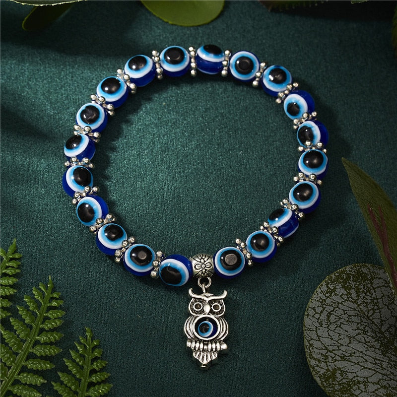 Multicolor Evil Eye Hamsa Hand Pendant Bracelet