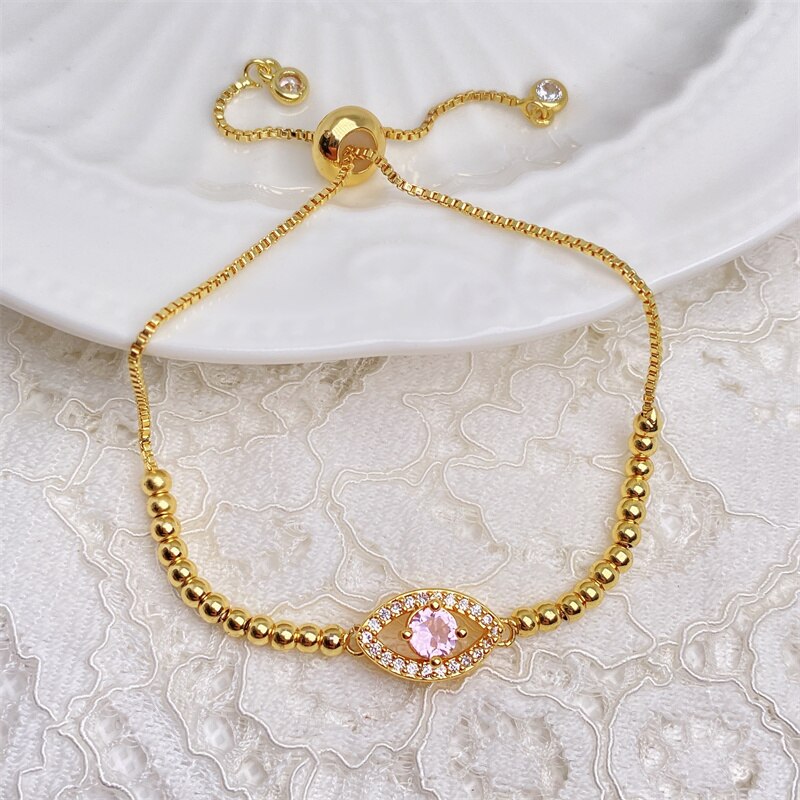 Gold-Plated Evil Eye Charm Bracelet