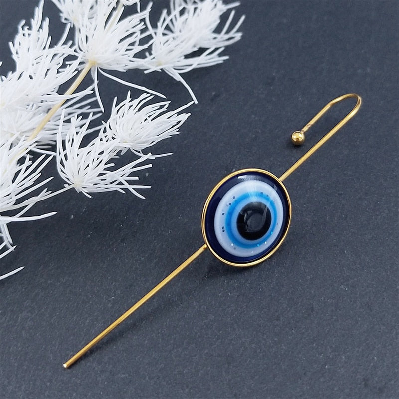 Evil Eye Gold Stud Earrings
