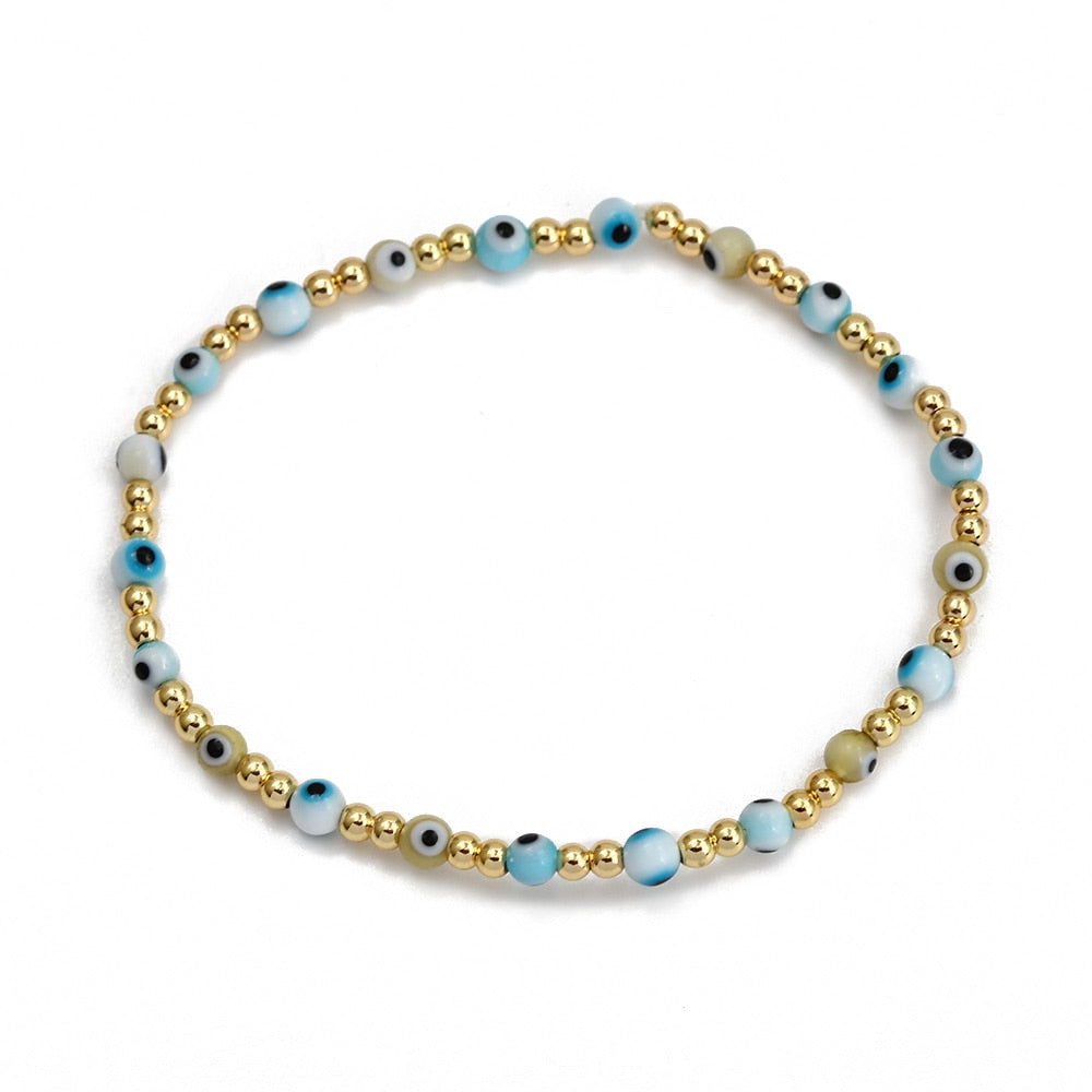 Evil Eye Golden Beaded Bracelet