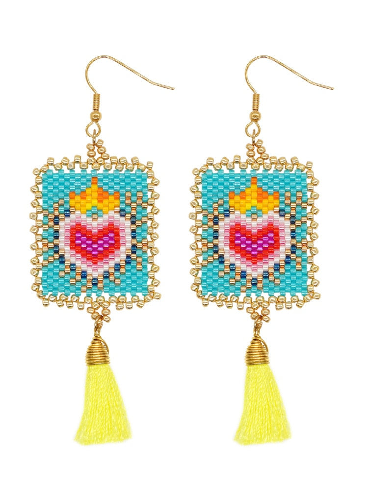Handmade Evil Eye Miyuki Beads Drop Earrings