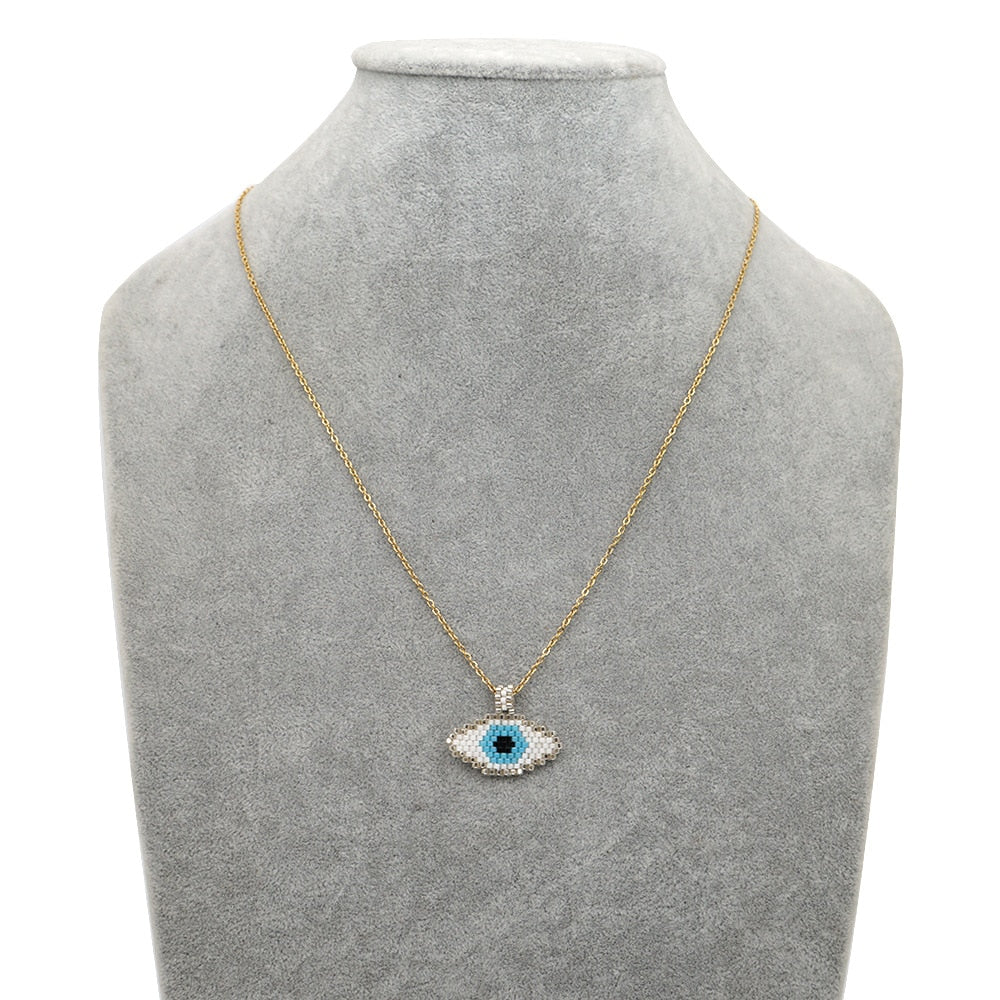 beaded evil eye necklace