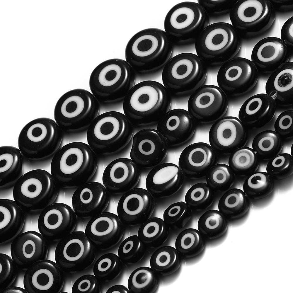 Colorful Evil Eye Flat Back Round Beads