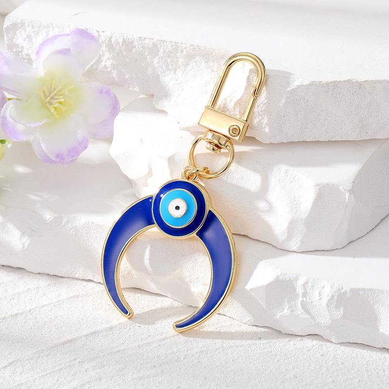 Crescent Shape Evil Eye Keychain