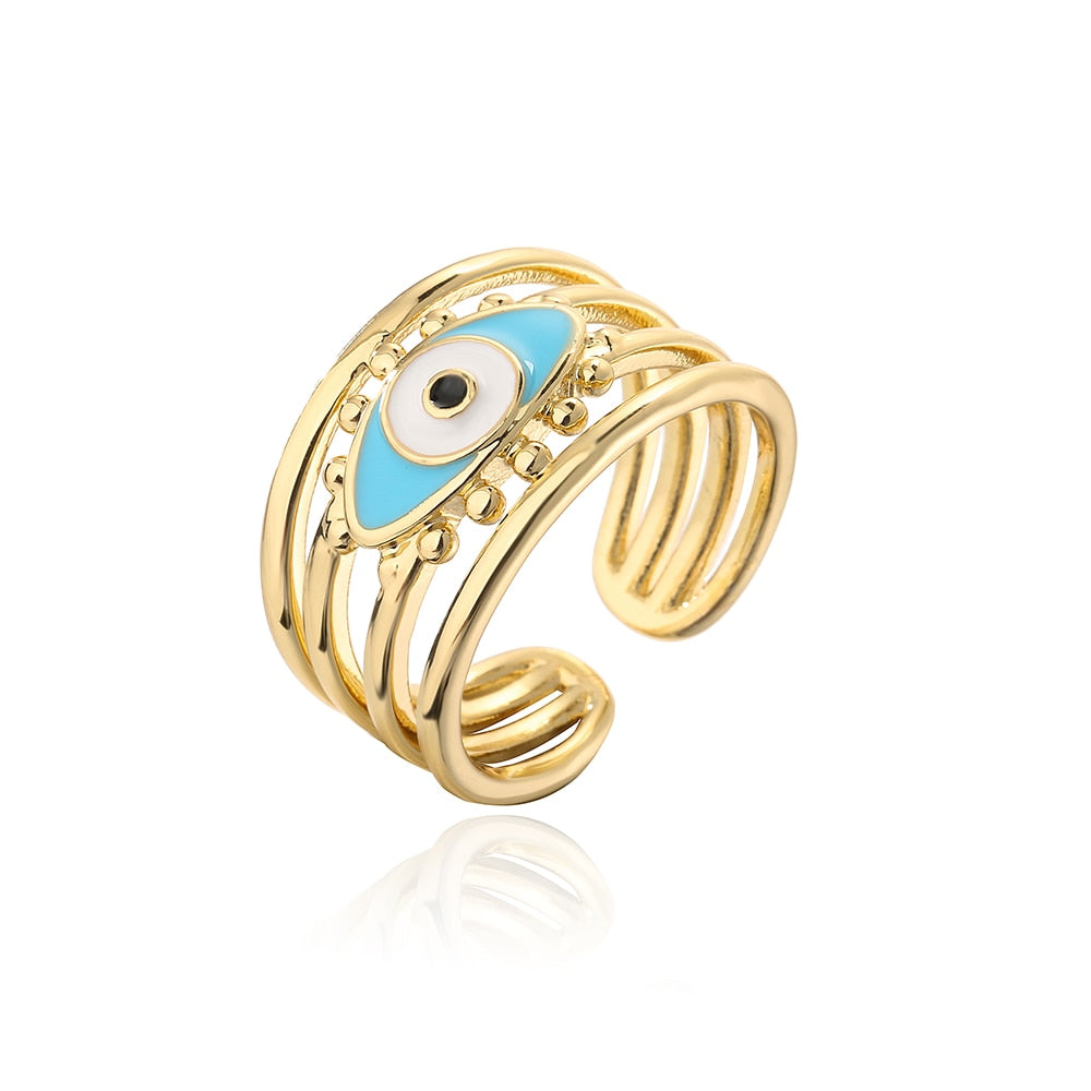 Copper Evil Eye Open Ring Jewelry