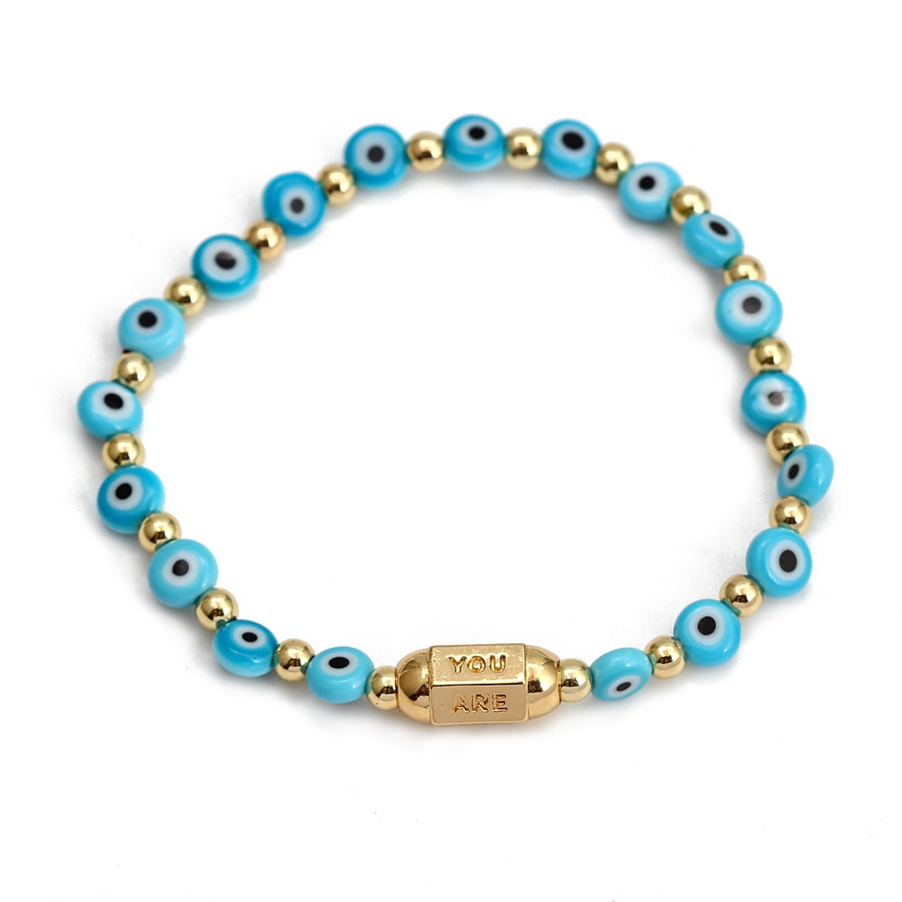 Evil Eye Golden Beaded Bracelet