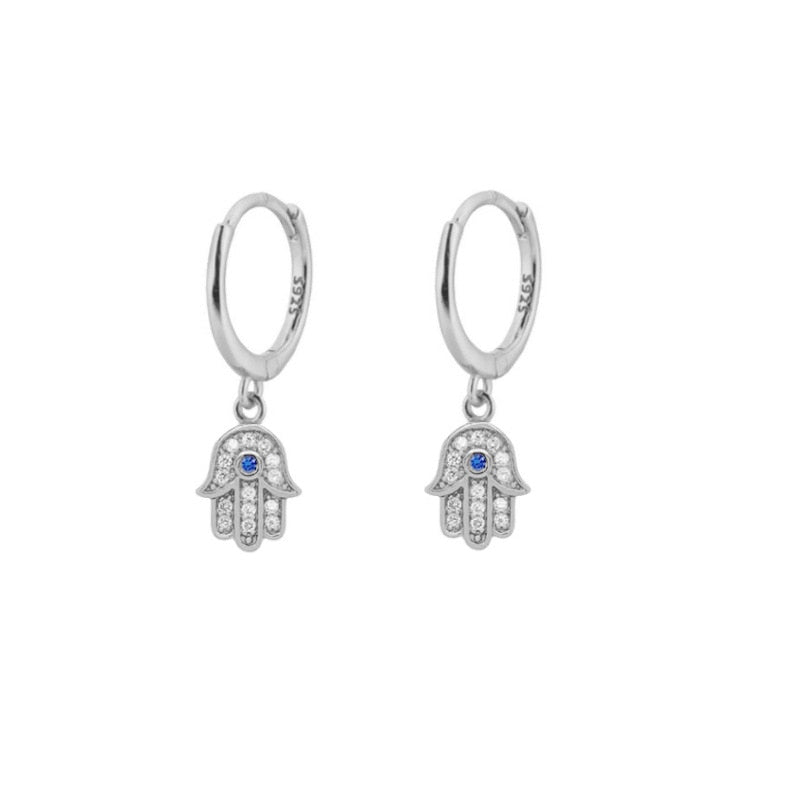 Evil Eye Hamsa Hand Hoop Earrings