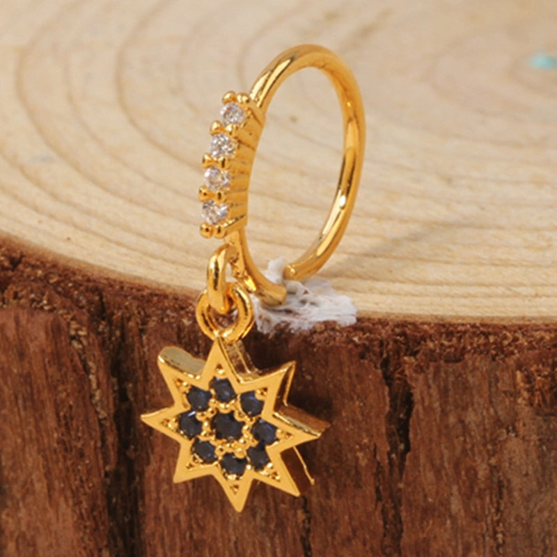 Evil Eye Gold Charm Nose Ring