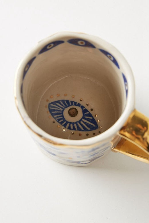 Blue Evil Eye charm Golden Mugs