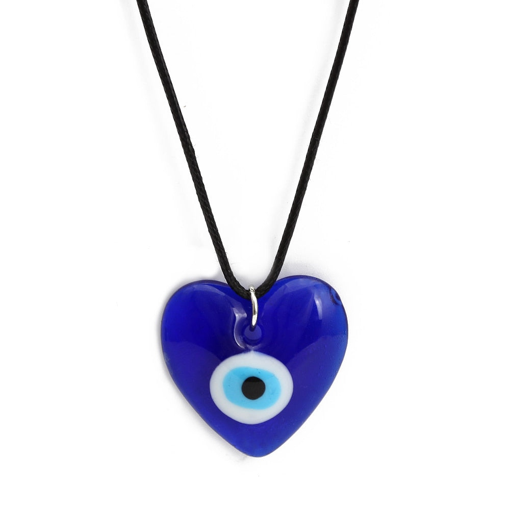 Blue Glass Evil Eye Amulet Necklace