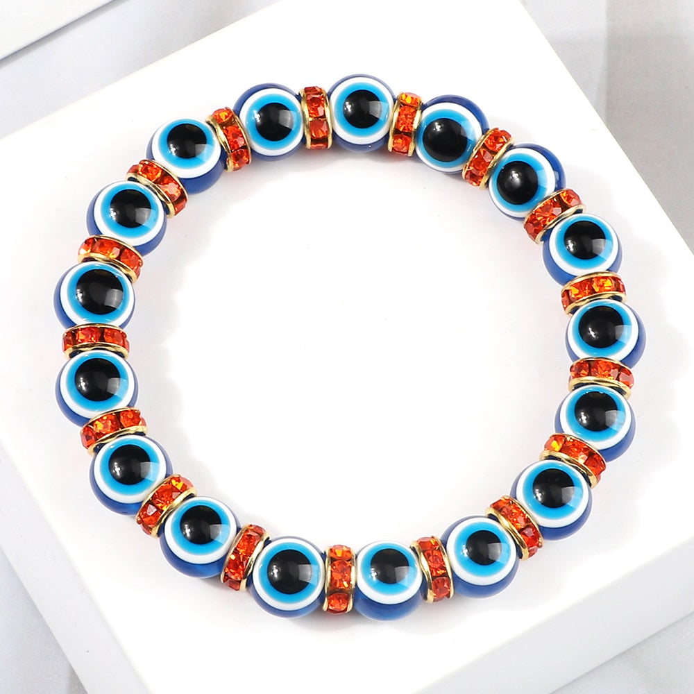 Blue Beaded Evil Eye Bracelet