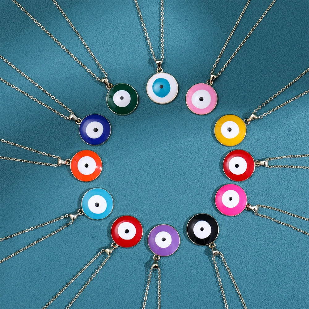Multicolor Evil Eye 14K Gold Plated Necklace